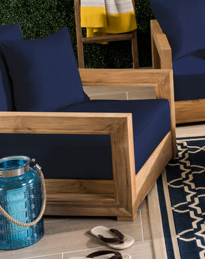 Safavieh MONTFORD Outdoor Armchair - Sleek Black Frame & Beige Upholstery for Stylish Patio Comfort CPT1000B