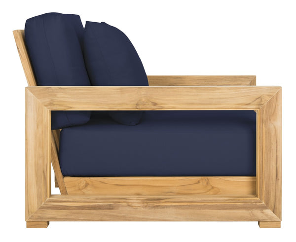 Safavieh MONTFORD Outdoor Armchair - Sleek Black Frame & Beige Upholstery for Stylish Patio Comfort CPT1000B