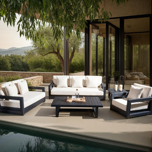 Safavieh MONTFORD Aluminum Coffee Table – Sleek Black Design for Modern Outdoor Entertaining & Durability CPT1001B