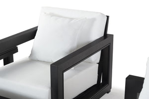 Safavieh MONTFORD Outdoor Armchair - Sleek Black Frame & Beige Upholstery for Stylish Patio Comfort CPT1000B