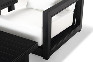 Safavieh MONTFORD Outdoor Armchair - Sleek Black Frame & Beige Upholstery for Stylish Patio Comfort CPT1000B