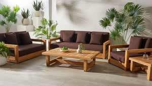 Safavieh MONTFORD Brazilian Teak 3-Seat Bench – Stylish Outdoor Seating for Patios and Gardens, Weather-Resistant Natural / Dark Brown CPT1004D
