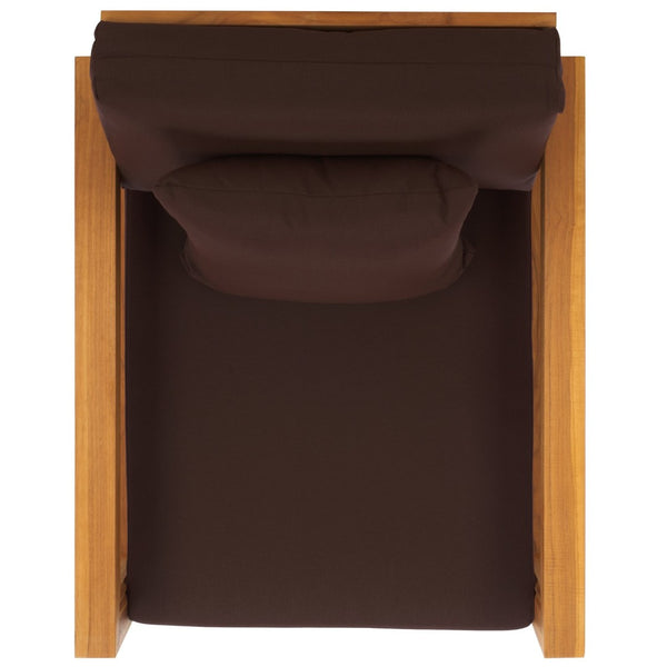 Safavieh MONTFORD Brazilian Teak Armchair - Sleek Modern Outdoor Seating for Stylish Comfort and Durability Natural / Dark Brown CPT1000D