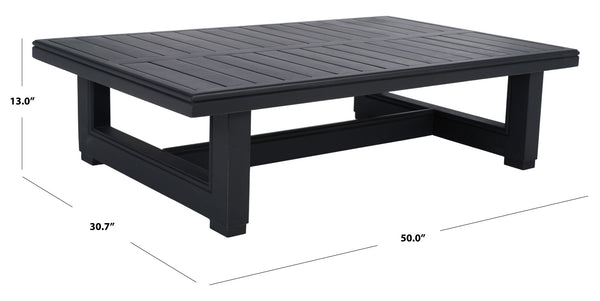 Safavieh MONTFORD Aluminum Coffee Table – Sleek Black Design for Modern Outdoor Entertaining & Durability CPT1001B