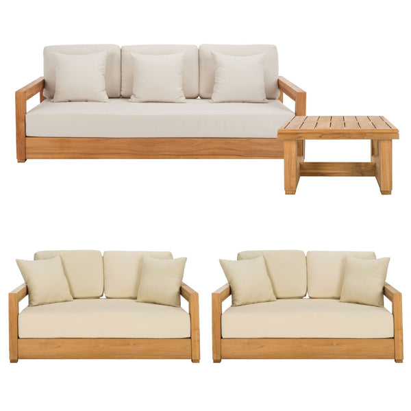 Safavieh MONTFORD Teak End Table - Contemporary Outdoor Accent with Natural Durability for Stylish Living Spaces CPT1002A