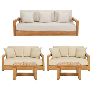Safavieh MONTFORD Teak End Table - Contemporary Outdoor Accent with Natural Durability for Stylish Living Spaces CPT1002A