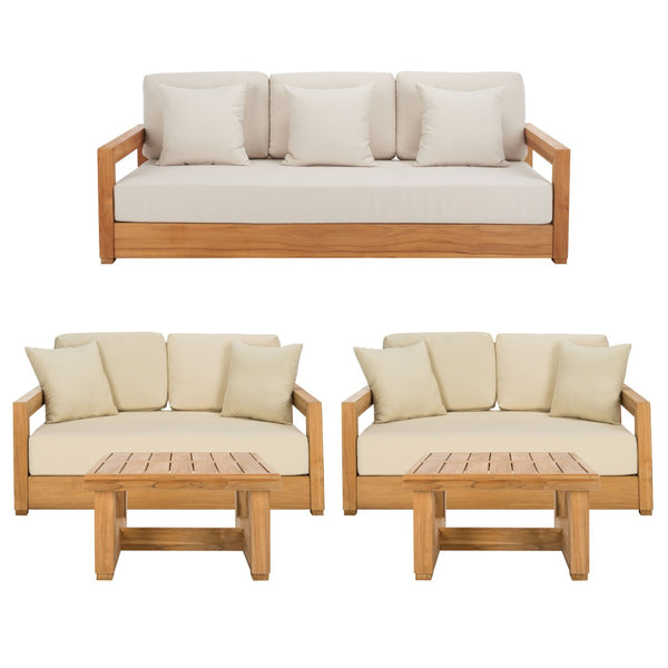 Safavieh MONTFORD Teak End Table - Contemporary Outdoor Accent with Natural Durability for Stylish Living Spaces CPT1002A