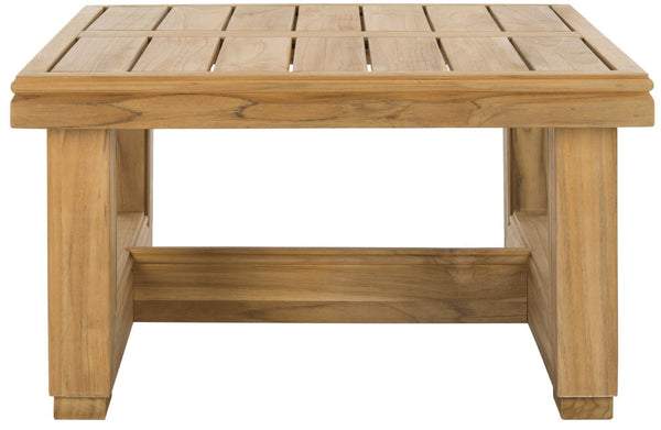 Safavieh MONTFORD Teak End Table - Contemporary Outdoor Accent with Natural Durability for Stylish Living Spaces CPT1002A
