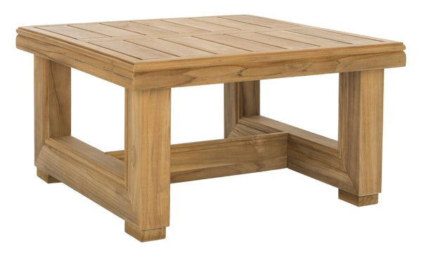 Safavieh MONTFORD Teak End Table - Contemporary Outdoor Accent with Natural Durability for Stylish Living Spaces CPT1002A