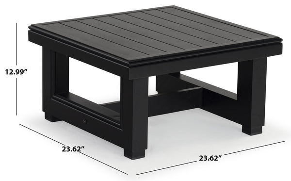 Safavieh MONTFORD Aluminum End Table - Sleek Black Metal Design for Modern Outdoor Living & Entertaining CPT1002B