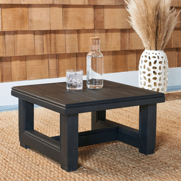 Safavieh MONTFORD Aluminum End Table - Sleek Black Metal Design for Modern Outdoor Living & Entertaining CPT1002B