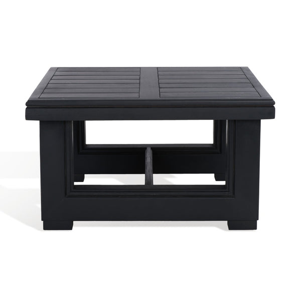 Safavieh MONTFORD Aluminum End Table - Sleek Black Metal Design for Modern Outdoor Living & Entertaining CPT1002B