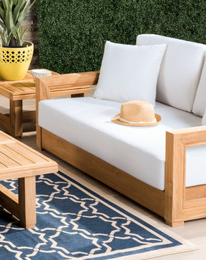 Safavieh MONTFORD Brazilian Teak 2-Seat Bench - Chic Outdoor Seating with Plush Upholstery for Relaxed Style Natural / Dark Brown CPT1003D