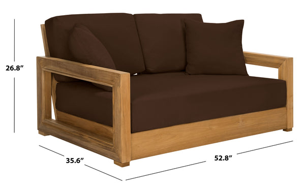 Safavieh Montford Brazilian Teak 2-Seat Bench Natural Teak / Dark Brown CPT1003D