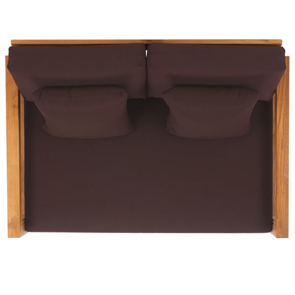 Safavieh MONTFORD Brazilian Teak 2-Seat Bench - Chic Outdoor Seating with Plush Upholstery for Relaxed Style Natural / Dark Brown CPT1003D