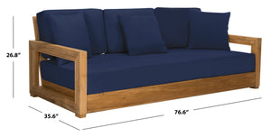 Safavieh MONTFORD 3-Seat Sofa - Modern Black Metal Frame with Plush Beige Upholstery for Stylish Comfort CPT1004B