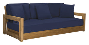 Safavieh MONTFORD 3-Seat Sofa - Modern Black Metal Frame with Plush Beige Upholstery for Stylish Comfort CPT1004B