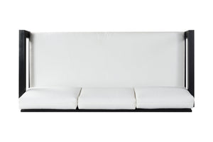 Safavieh MONTFORD 3-Seat Sofa - Modern Black Metal Frame with Plush Beige Upholstery for Stylish Comfort CPT1004B