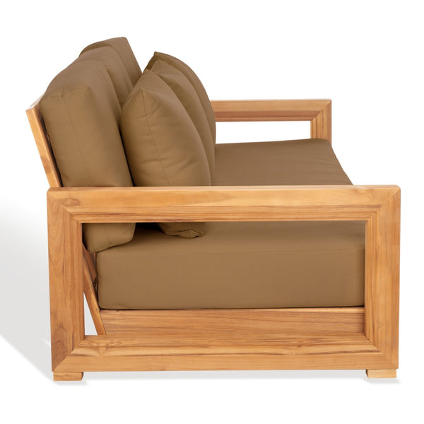 Safavieh MONTFORD Brazilian Teak 3-Seat Bench – Stylish Outdoor Seating for Patios and Gardens, Weather-Resistant Natural / Brown CPT1004C