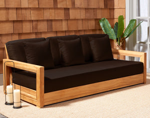 Safavieh MONTFORD Brazilian Teak 3-Seat Bench – Stylish Outdoor Seating for Patios and Gardens, Weather-Resistant Natural / Dark Brown CPT1004D