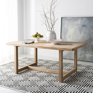 Safavieh MONTFORD Brazilian Teak Dining Table - Elegant Outdoor Furniture for Family Gatherings & Intimate Meals CPT1005A