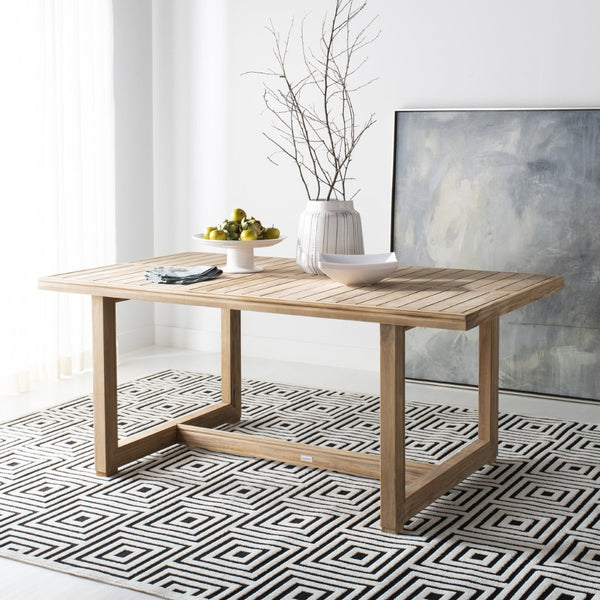Safavieh MONTFORD Brazilian Teak Dining Table - Elegant Outdoor Furniture for Family Gatherings & Intimate Meals CPT1005A