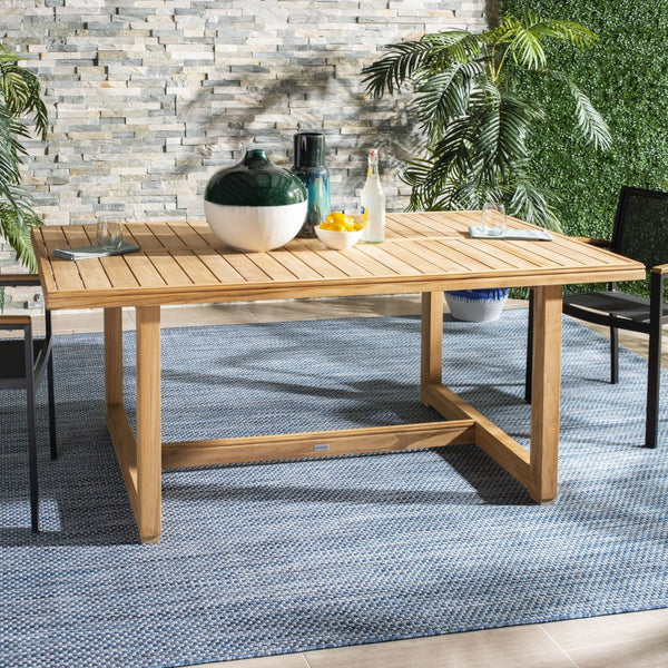 Safavieh MONTFORD Brazilian Teak Dining Table - Elegant Outdoor Furniture for Family Gatherings & Intimate Meals CPT1005A
