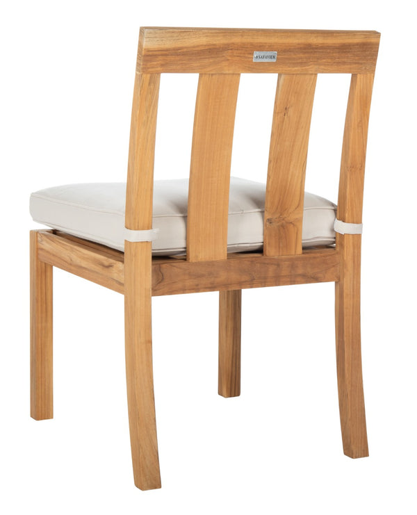 Safavieh MONTFORD Brazilian Teak Dining Chair for Stylish Outdoor Spaces - Elegant Comfort & Minimalist Design Natural / Beige CPT1006A-SET2
