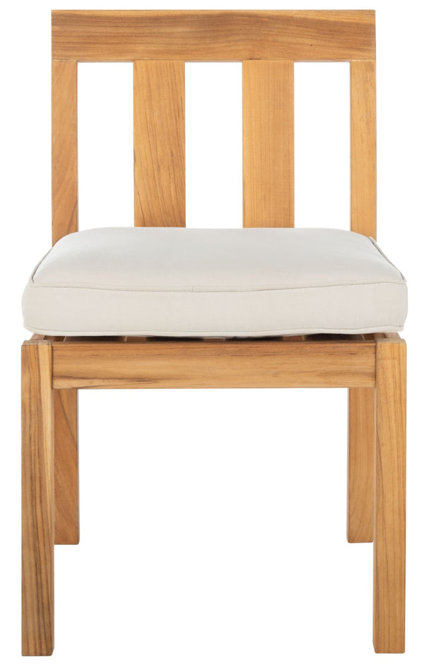 Safavieh MONTFORD Brazilian Teak Dining Chair for Stylish Outdoor Spaces - Elegant Comfort & Minimalist Design Natural / Beige CPT1006A-SET2