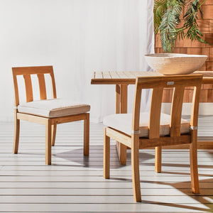Safavieh MONTFORD Brazilian Teak Dining Chair for Stylish Outdoor Spaces - Elegant Comfort & Minimalist Design Natural / Beige CPT1006A-SET2