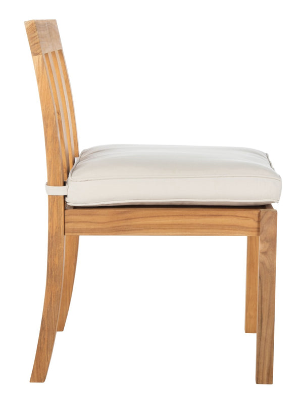 Safavieh MONTFORD Brazilian Teak Dining Chair for Stylish Outdoor Spaces - Elegant Comfort & Minimalist Design Natural / Beige CPT1006A-SET2