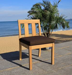 Safavieh MONTFORD Brazilian Teak Dining Chair for Stylish Outdoor Spaces - Elegant Comfort & Minimalist Design Natural / Dark Brown CPT1006C-SET2