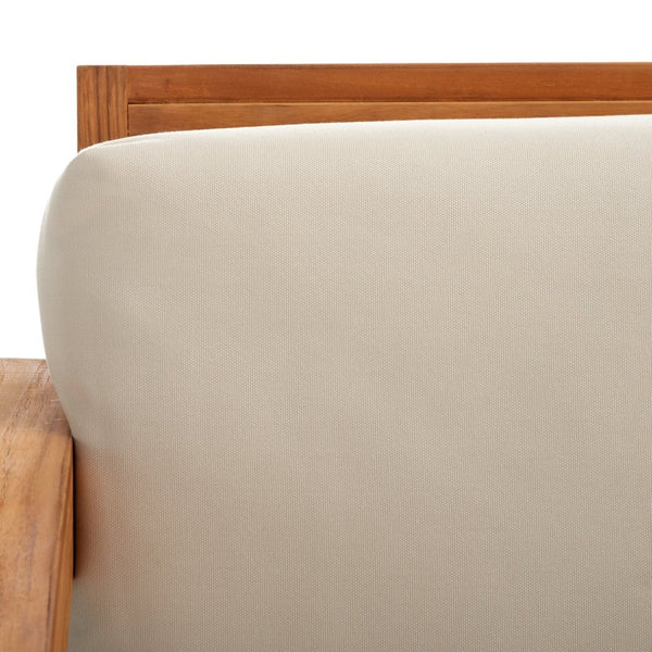 Safavieh ANDROS Brazilian Teak Patio Sofa - Plush Beige Cushions & Modern Accents for Outdoor Elegance CPT1010A