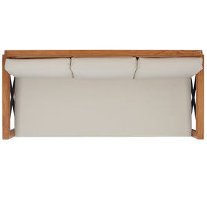 Safavieh ANDROS Brazilian Teak Patio Sofa - Plush Beige Cushions & Modern Accents for Outdoor Elegance CPT1010A