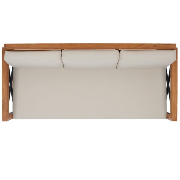Safavieh ANDROS Brazilian Teak Patio Sofa - Plush Beige Cushions & Modern Accents for Outdoor Elegance CPT1010A