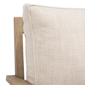 Safavieh MARTINIQUE Teakwood Patio Armchair - Elegant Coastal Design with Durable Upholstery for Outdoors Natural / Beige CPT1011A