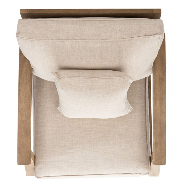 Safavieh MARTINIQUE Teakwood Patio Armchair - Elegant Coastal Design with Durable Upholstery for Outdoors Natural / Beige CPT1011A