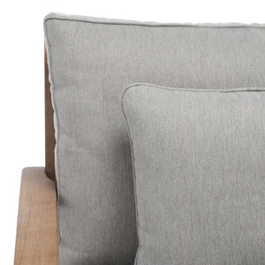 Safavieh MARTINIQUE Teakwood Patio Armchair - Elegant Coastal Design with Durable Upholstery for Outdoors Natural / Grey CPT1011B