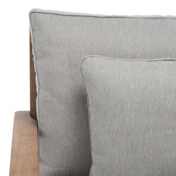 Safavieh MARTINIQUE Teakwood Patio Armchair - Elegant Coastal Design with Durable Upholstery for Outdoors Natural / Grey CPT1011B