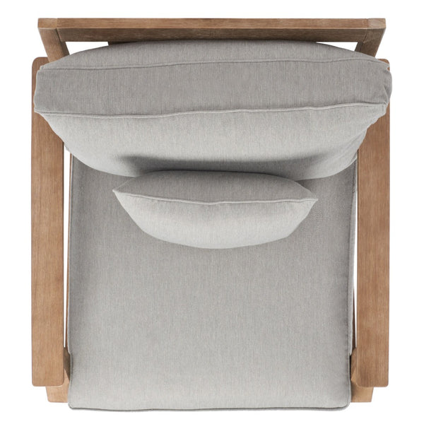 Safavieh MARTINIQUE Teakwood Patio Armchair - Elegant Coastal Design with Durable Upholstery for Outdoors Natural / Grey CPT1011B