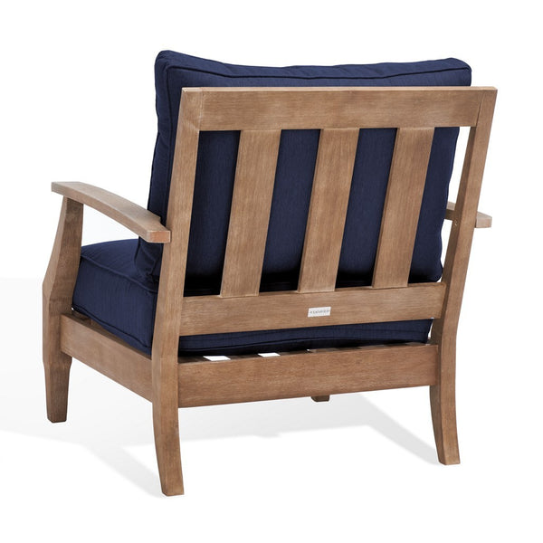 Safavieh Martinique Wood Patio Armchair Natural / Navy CPT1011D