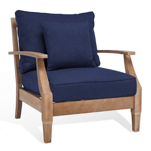 Safavieh Martinique Wood Patio Armchair Natural / Navy CPT1011D