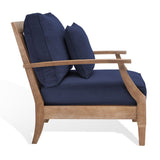 Safavieh Martinique Wood Patio Armchair Natural / Navy CPT1011D