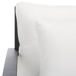 Safavieh Martinique Wood Patio Armchair - Elegant Black Eucalyptus Design With Cozy Olefin Upholstery Black ,White Wood ,Fabric ,Foam Cpt1011e