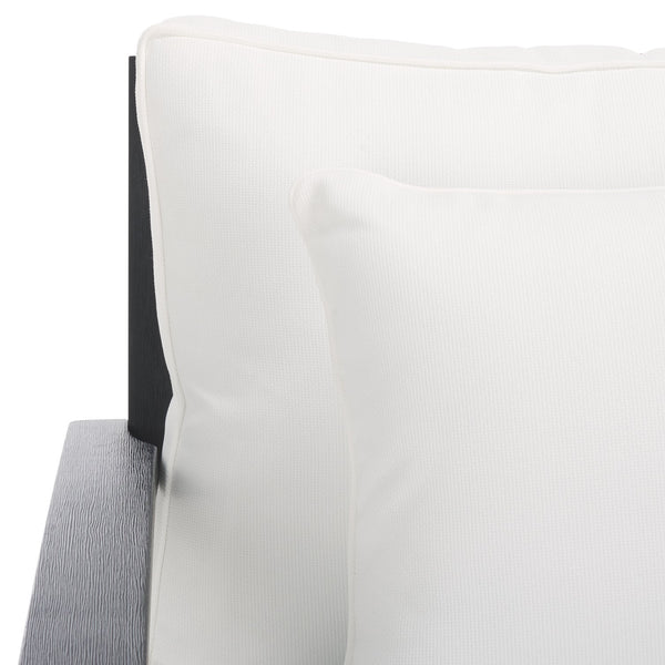 Safavieh Martinique Wood Patio Armchair - Elegant Black Eucalyptus Design With Cozy Olefin Upholstery Black ,White Wood ,Fabric ,Foam Cpt1011e