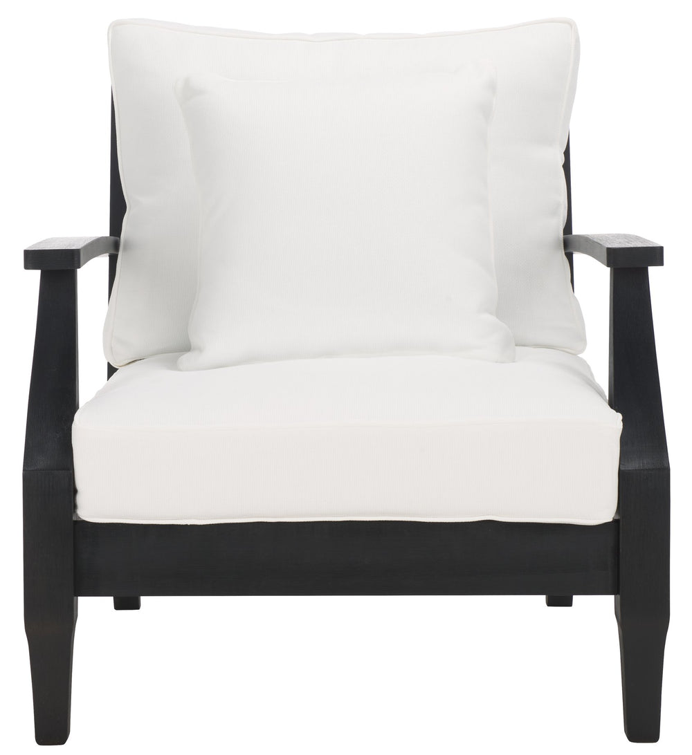Safavieh Martinique Wood Patio Armchair - Elegant Black Eucalyptus Design With Cozy Olefin Upholstery Black ,White Wood ,Fabric ,Foam Cpt1011e
