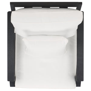 Safavieh Martinique Wood Patio Armchair - Elegant Black Eucalyptus Design With Cozy Olefin Upholstery Black ,White Wood ,Fabric ,Foam Cpt1011e