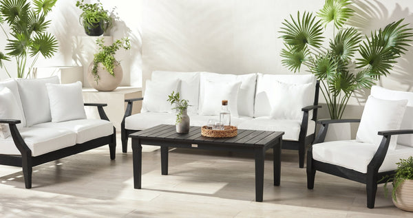 Safavieh MARTINIQUE Teakwood Patio Coffee Table - Elegant Outdoor Centerpiece for Stylish Gatherings & Relaxation Black CPT1014C