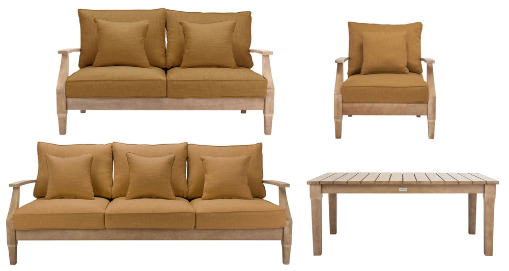 Safavieh MARTINIQUE Teakwood Patio Coffee Table - Elegant Outdoor Centerpiece for Stylish Gatherings & Relaxation Natural CPT1014A