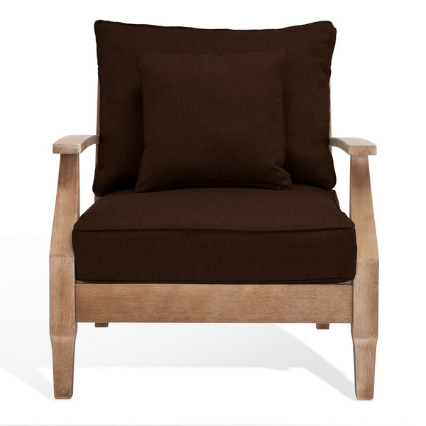 Safavieh Martinique Wood Patio Armchair Natural / Dark Brown CPT1011G